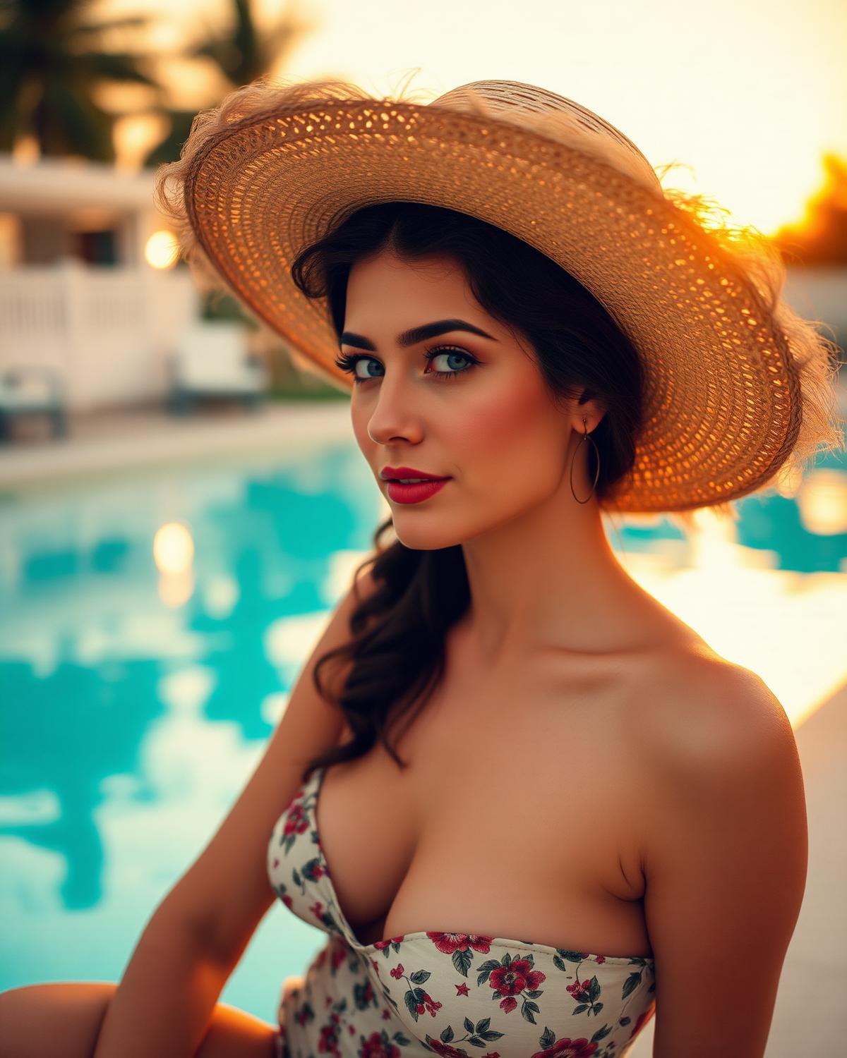 Founder portrait poolside at sunset